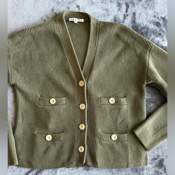 Alex Mill Jo Ribbed Cardigan Sweater In Olive V-neck Long Sleeve Size XS - Picture 5 of 15
